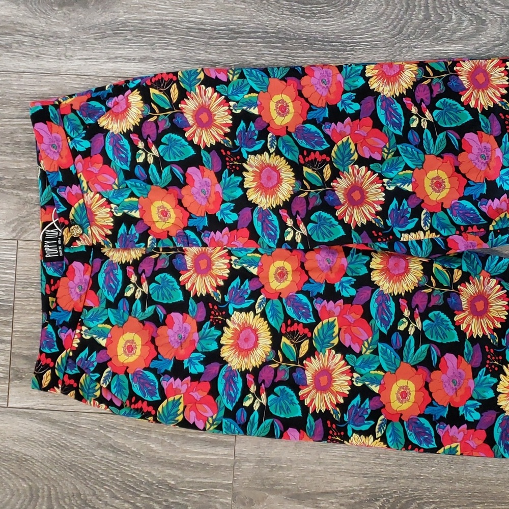 Poppy Lux High Waisted Pants Straight Leg Floral Print Bottoms NWOT Womens 4 - Picture 3 of 12